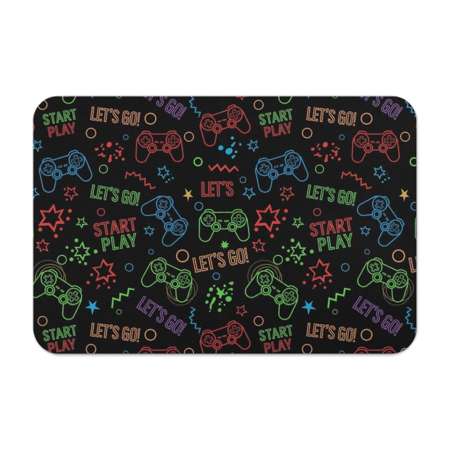 Game Controller Black Pattern Diatomite Bath Mat, Shower Floor Mat with ...