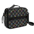 thumbnail image 1 of Game Controller Black Pattern Insulated Lunch Bag with Shoulder Strap and Bottle Holder,Bento School Lunch Bag Box,11x9.5x3.5 Inches, 1 of 5