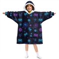 thumbnail image 1 of Game Controller Black Pattern Lamb Fleece Blanket Hoodies for Teens ,Teens Oversize Sherpa Wearable Hooded Blanket Sweatshirt with Super Pockets, 1 of 6