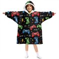 thumbnail image 1 of Game Controller Black Pattern Lamb Fleece Blanket Hoodies for Teens ,Teens Oversize Sherpa Wearable Hooded Blanket Sweatshirt with Super Pockets, 1 of 5