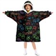 thumbnail image 1 of Game Controller Black Pattern Lamb Fleece Blanket Hoodies for Teens ,Teens Oversize Sherpa Wearable Hooded Blanket Sweatshirt with Super Pockets, 1 of 6