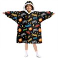 thumbnail image 1 of Game Controller Black Pattern Lamb Fleece Blanket Hoodies for Teens ,Teens Oversize Sherpa Wearable Hooded Blanket Sweatshirt with Super Pockets, 1 of 6