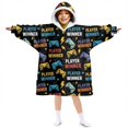 thumbnail image 1 of Game Controller Black Pattern Lamb Fleece Blanket Hoodies for Teens ,Teens Oversize Sherpa Wearable Hooded Blanket Sweatshirt with Super Pockets, 1 of 6