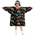 thumbnail image 1 of Game Controller Black Pattern Lamb Fleece Blanket Hoodies for Teens ,Teens Oversize Sherpa Wearable Hooded Blanket Sweatshirt with Super Pockets, 1 of 6
