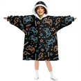 thumbnail image 1 of Game Controller Black Pattern Lamb Fleece Blanket Hoodies for Teens ,Teens Oversize Sherpa Wearable Hooded Blanket Sweatshirt with Super Pockets, 1 of 6