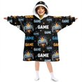 thumbnail image 1 of Game Controller Black Pattern Lamb Fleece Blanket Hoodies for Teens ,Teens Oversize Sherpa Wearable Hooded Blanket Sweatshirt with Super Pockets, 1 of 3