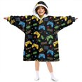 thumbnail image 1 of Game Controller Black Pattern Lamb Fleece Blanket Hoodies for Teens ,Teens Oversize Sherpa Wearable Hooded Blanket Sweatshirt with Super Pockets, 1 of 6