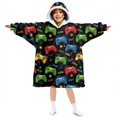 thumbnail image 1 of Game Controller Black Pattern Lamb Fleece Blanket Hoodies for Teens ,Teens Oversize Sherpa Wearable Hooded Blanket Sweatshirt with Super Pockets, 1 of 6