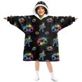 thumbnail image 1 of Game Controller Black Pattern Lamb Fleece Blanket Hoodies for Teens ,Teens Oversize Sherpa Wearable Hooded Blanket Sweatshirt with Super Pockets, 1 of 6