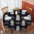 thumbnail image 1 of Game Controller Black Pattern Round Tablecloth 60"x60", Wrinkle Resistant Wipeable Table Cover for Kitchen Dining Room Picnic Patio and Party, 1 of 3