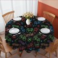 thumbnail image 1 of Game Controller Black Pattern Round Tablecloth 70"x70", Wrinkle Resistant Wipeable Table Cover for Kitchen Dining Room Picnic Patio and Party, 1 of 6