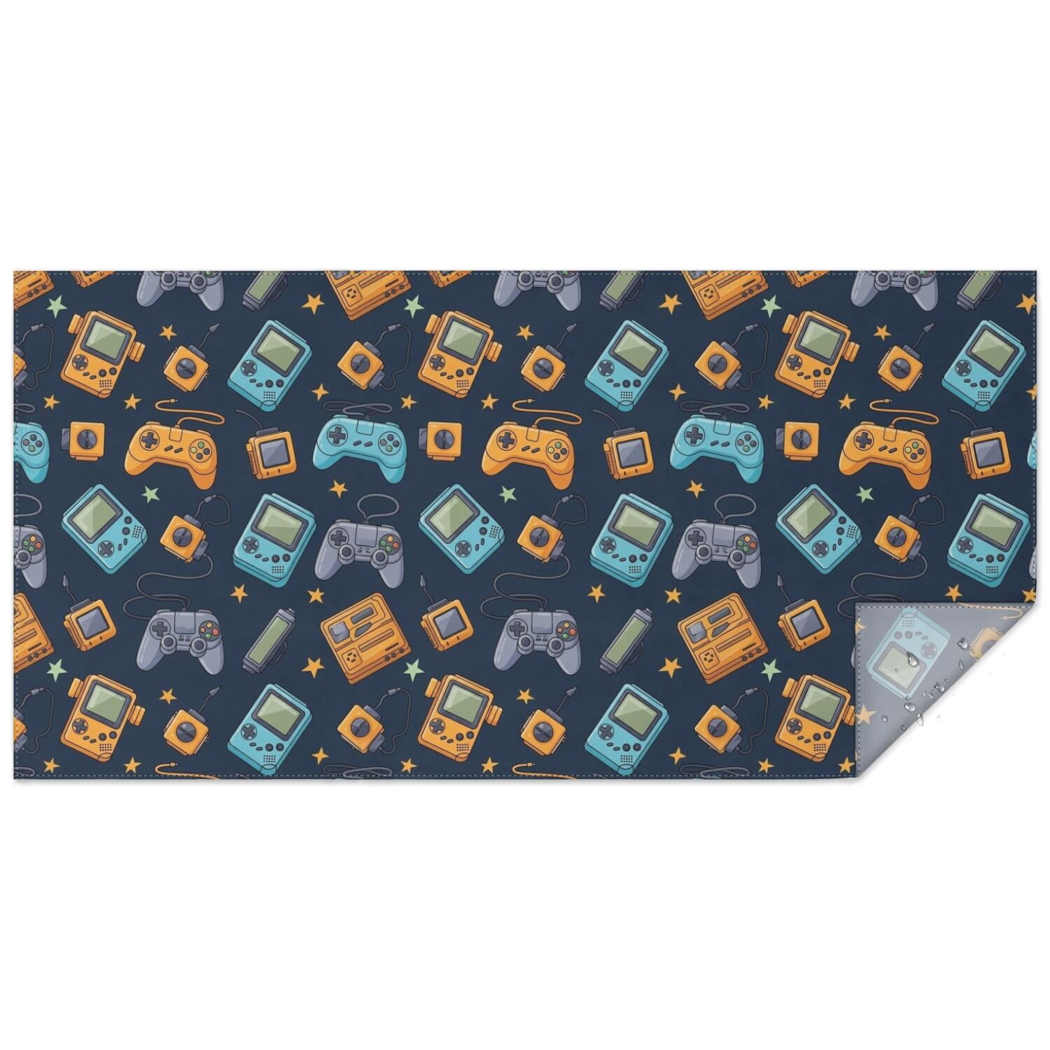 Game Controller Black Pattern Waterproof Tablecloth, Rectangular Fabric ...