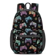 thumbnail image 1 of Game Controller Black Patternx 17" School Backpacks for Teens,Waterproof Oxford Fabric,S-Shape Padded Straps for School,Travel,Hiking,Camping, 1 of 6