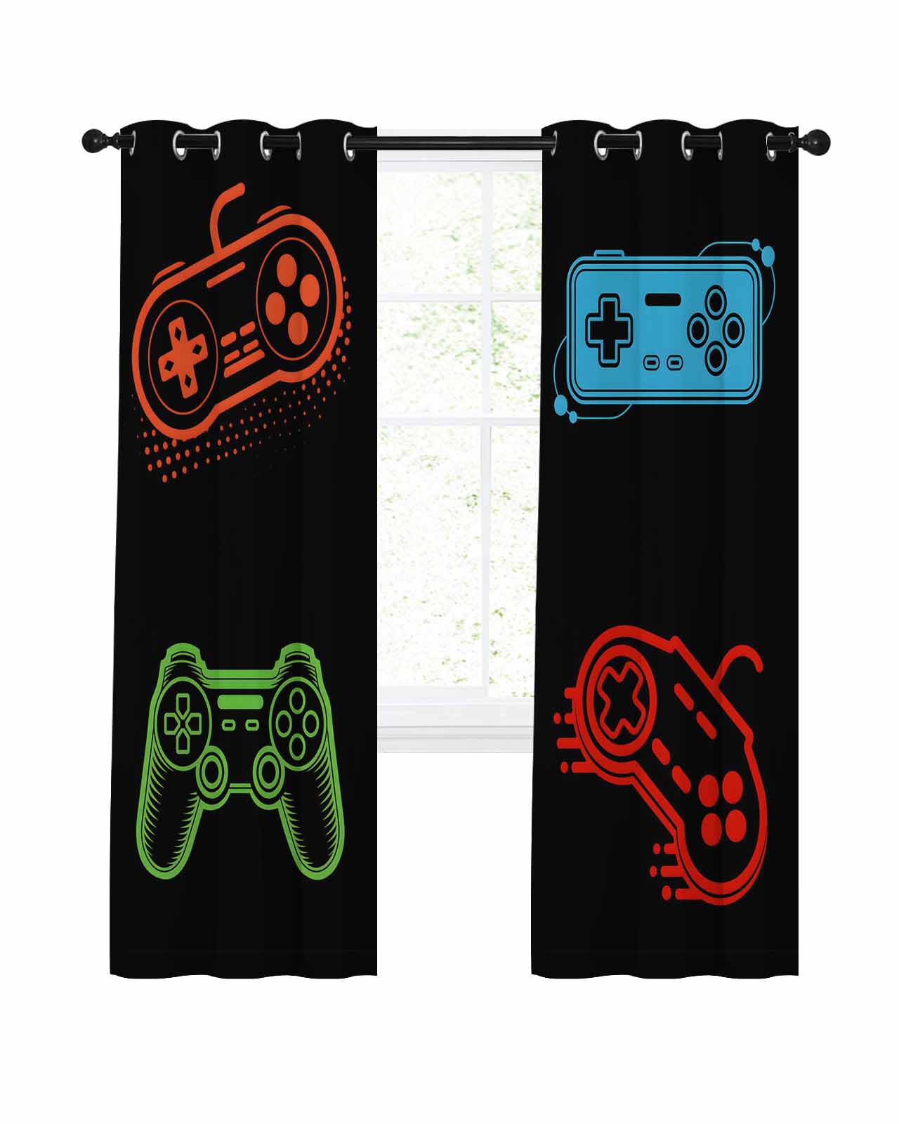 Game Controller Blackout Curtains, Light Blocking Print Window Curtains ...
