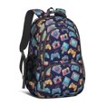 thumbnail image 1 of Game Controller Blue Pattern Backpack for School, Cute School Bag with Adjustable Shoulder Straps and Padded Back, 16.9"x12.6"x5.9", 1 of 5