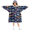 thumbnail image 1 of Game Controller Blue Pattern Lamb Fleece Blanket Hoodies for Teens ,Teens Oversize Sherpa Wearable Hooded Blanket Sweatshirt with Super Pockets, 1 of 6