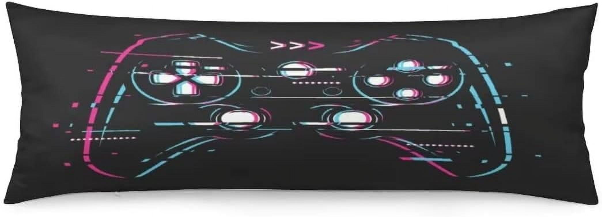 Game Controller Body Pillow Cover - Gamer Themed, 20x54 Inches, Microfiber, Zipper Closure | Decorative Pillow Case For Bed, Couch, Gift For Gamers