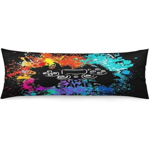Game Controller Body Pillow Cover for Boys Gifts Gamer Gaming Printed Long Pillow Case Protector with Zipper Decorative Modern Large Pillowcases Black Cushion Covers for Bedroom,Sofa 20"x54",Colorful