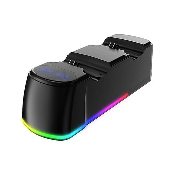 For Game Controller Charging Dual Seat Indicator Light Controller BlueLight Wireless Game Controller ChargingBase Part,B,1 * charging station 1 * charging cable,Black