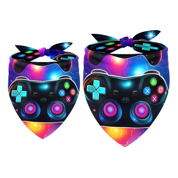 Game Controller Chiffon Yarn Dog Scarf Set of 2 - Translucent Light and Breathable Pet Collars 16x16x22.8in, 20.9x20.9x30in - Pack of Two