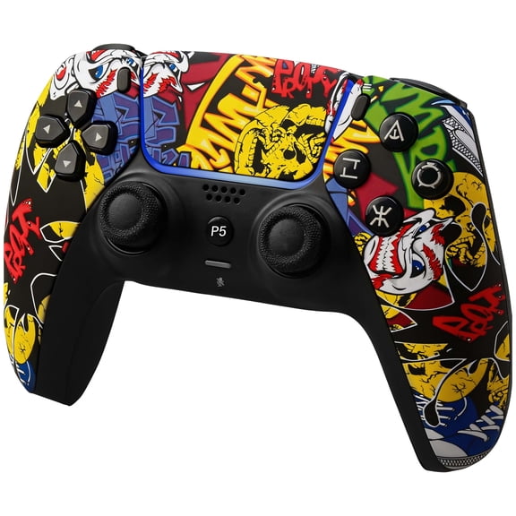 Game Controller Compatible with P5 Pro/Slim/PC, Wireless Controller with Dual Vibration/6-Axis Gyro/Mic Speaker
