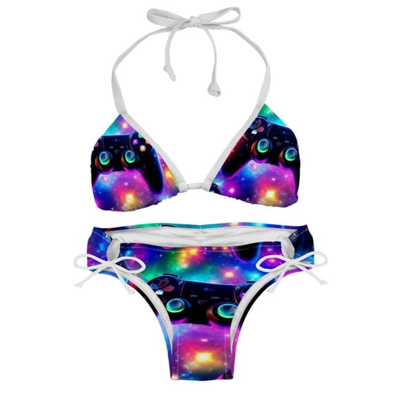 Game Controller Detachable Sponge Adjustable Strap Bikini Set Swimsuit Two-Pack Swimming Suits - Beach Vacation Swimwear