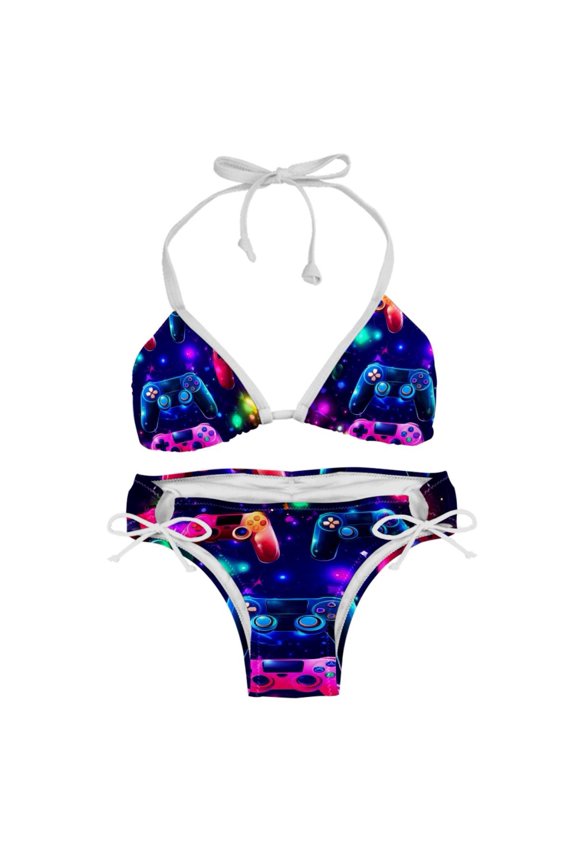 Game Controller Detachable Sponge Adjustable Strap Bikini Set Two-Pack, Ideal for Beach and Pool Parties