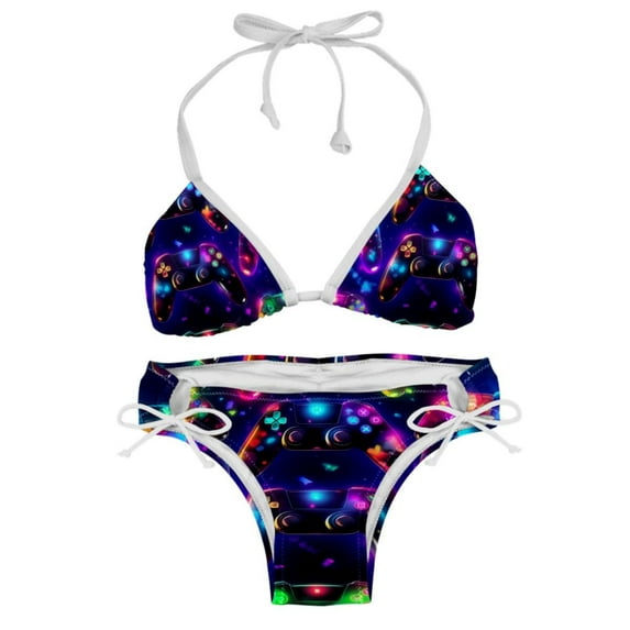 Game Controller Detachable Sponge Adjustable Strap Bikini Set, Two-Pack Swim Suits for Versatile Swim Wear Looks
