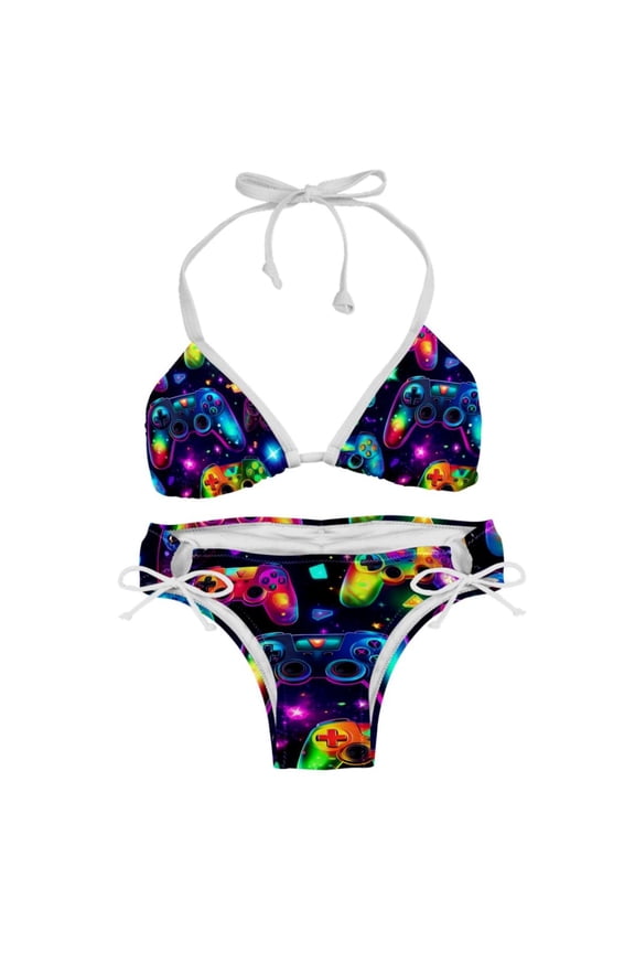 Game Controller Detachable Sponge Adjustable Strap Bikini Set Two-Pack Swimsuit Swim Suit - Beach Pool Vacation Club