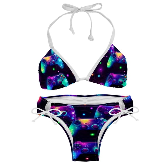 Game Controller Detachable Sponge Adjustable Strap One-Piece Swimsuit Set - Two-Pack, Beach & Pool Ready