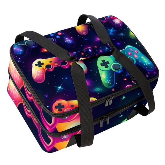 Game Controller Dual Compartment Insulated Lunch Bag with Large Capacity - 7.1x11.4x16.1 Inches - Handheld Refrigerated Meal Bag