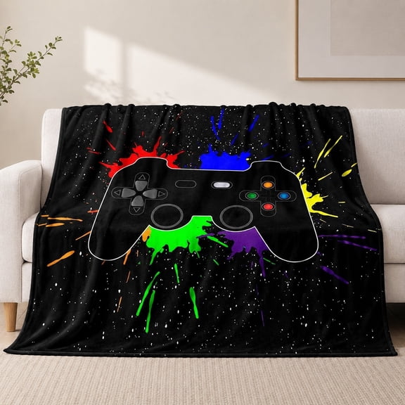 Game Controller Fleece Throw Blanket, Soft Lightweight Polyester Blanket