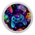 thumbnail image 1 of Game Controller Fluorescent Drawer Pulls 4-Pack: Glow-in-the-Dark Round Cabinet Knobs for Kitchen, Dressers, Wardrobes - Includes Screws, Ideal Drawer Hardware, 1 of 6