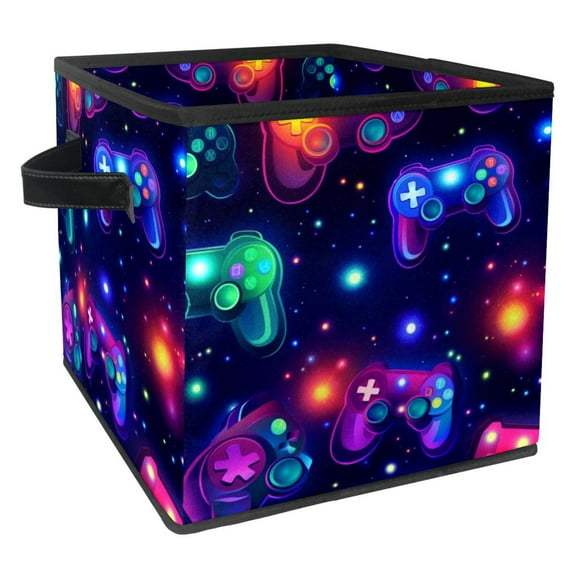 Game Controller Foldable Storage Baskets with Handle 10.8"x10.5"x10.6" Large Capacity - Storage Basket Toy Box