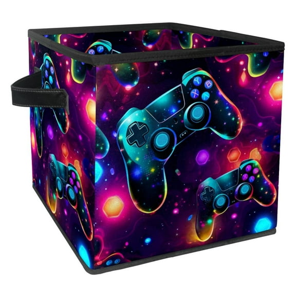 Game Controller Foldable Storage Baskets with Handle 10.8"x10.5"x10.6" Large Capacity - Storage Basket Toy Box