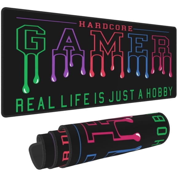 Game Controller Graphics Video Mouse Pad XL Extended Desk Mat, Non Slip Rubber Base Stitched Edge Gaming Pc Desktop Large Mice Pad,31.5 x 11.8 Inch