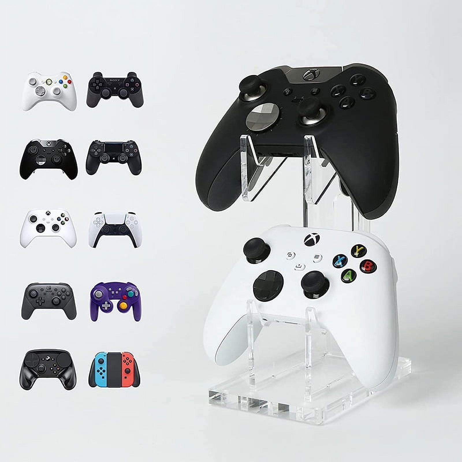 Game Controller Holder 3 Tiers - Universal Dual Controller Stand Headphone Holder, Acrylic Black Controller Display Stand Compatible with Nintendo Switch Xbox PS5 PS4, Desk Mounts for Controller