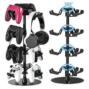 Game Controller Holder Stand 4 Tiers for Desk, Aluminum Alloy Rotatable Gaming Headset Stand for PS5/PS4/Xbox/Switch2/PS Controller/Headphone Holder for 12 Packs Controller