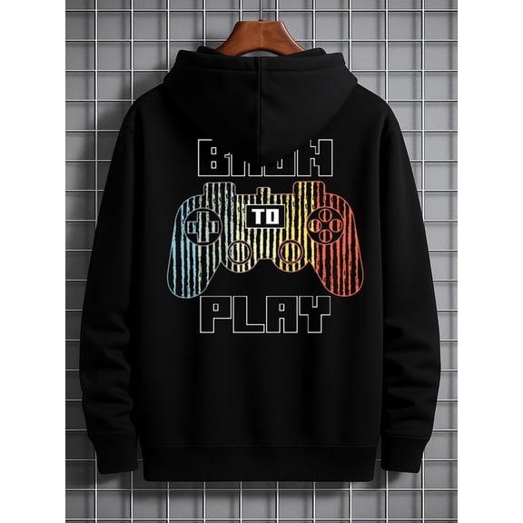 Game Controller Hoodie sweatshirt game for men polyester black Solid Color Design Long Sleeve Casual Hooded Sweatshirt funny vintage gift winter fun joy Unique Design Unisex hoodie