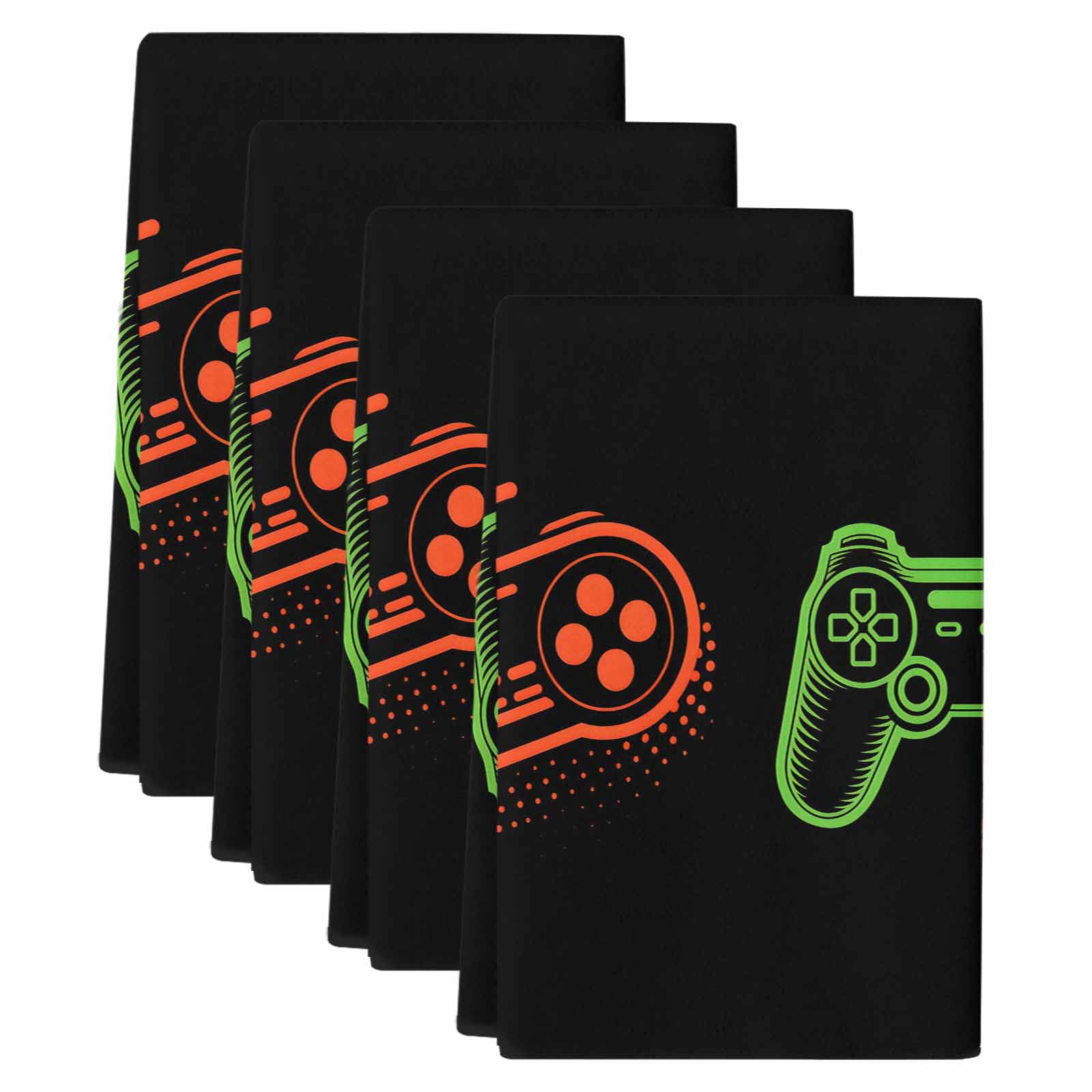 Game Controller Kitchen Towels Set of 4, Modern Art Gaming Handheld Black Soft Microfiber Dish Towels, Absorbent Quick-Dry Washable Dishcloths for Kitchen Cleaning, Drying Dishes, 18x28 Inches