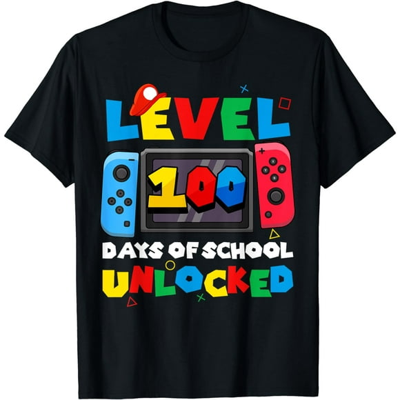 Game Controller Level 100 Days Of School Unlocked Boys T-Shirt