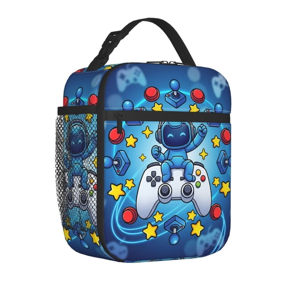 Game Controller Lunch Box Insulated Reusable Thermal Bag With Space Astronaut Controller Art, Handheld Tote