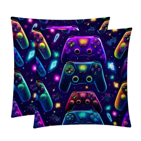 Game Controller Luxurious Velvet Throw Covers Pillow Inserts - Set of 2 Throw Pillows with Unique Patterns - 16x16, 18x18, 20x20 Inches for Home Decor and Gifts