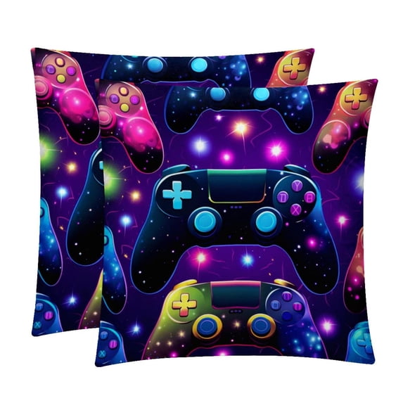 Game Controller Luxurious Velvet Throw Covers Pillow Inserts - Set of 2 Throw Pillows with Unique Patterns - 16x16, 18x18, 20x20 Inches for Home Decor and Gifts
