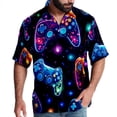 thumbnail image 1 of Game Controller Men's Casual Printed Button Down Short Sleeve Summer Beach Shirt, Unisex, 1 of 6