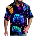 thumbnail image 1 of Game Controller Men's Poplin Shirt, Casual Short Sleeve Printed Button Down Summer Beach Unisex Shirts, 1 of 6