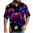 thumbnail image 1 of Game Controller Men's Short Sleeve Beach Shirts, Casual Poplin Button Down Shirt, Summer Casual Printed Unisex Shirts, 1 of 6