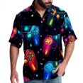 thumbnail image 1 of Game Controller Men's Short Sleeve Button Down Casual Beach Printed Shirts, 1 of 6