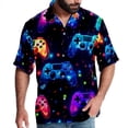 thumbnail image 1 of Game Controller Men's Short Sleeve Poplin Shirt with Spread Collar Tops, Casual Printed Button Down, Summer Beach Shirt for Men - Unisex, Stylish Men's Shirts, 1 of 6