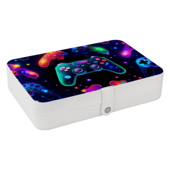 Game Controller PU Leather Earring Holder with Removable Compartment, Portable Necklace Organizer, Travel Organizer, Jewelry Display